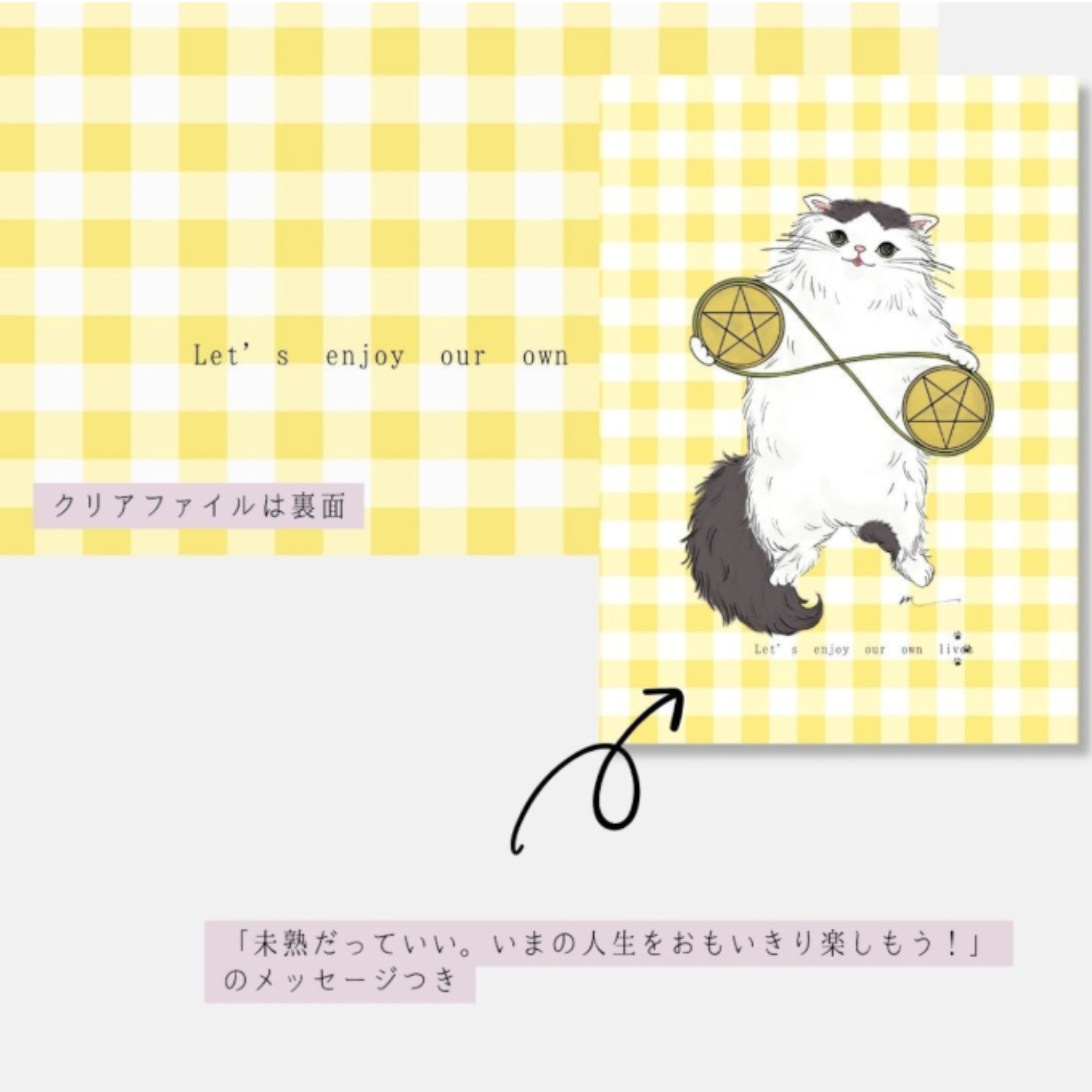 最新作】ペンタクル2な猫のクリアファイル ポストカード付き（2026年4 